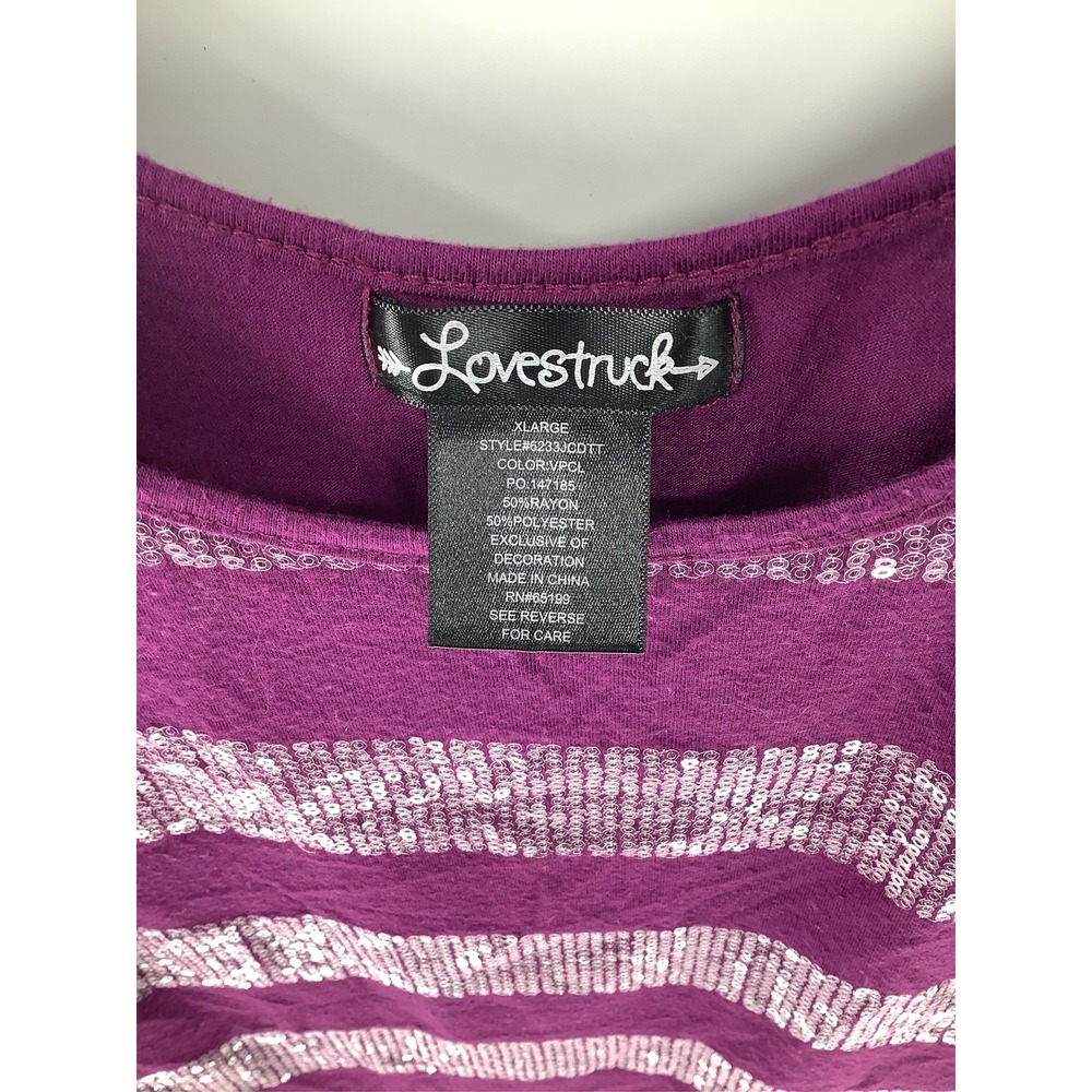 Lovestruck Purple Sequin Striped Scoop Neck Tank Top XL 6233JCDTT Sleeveless